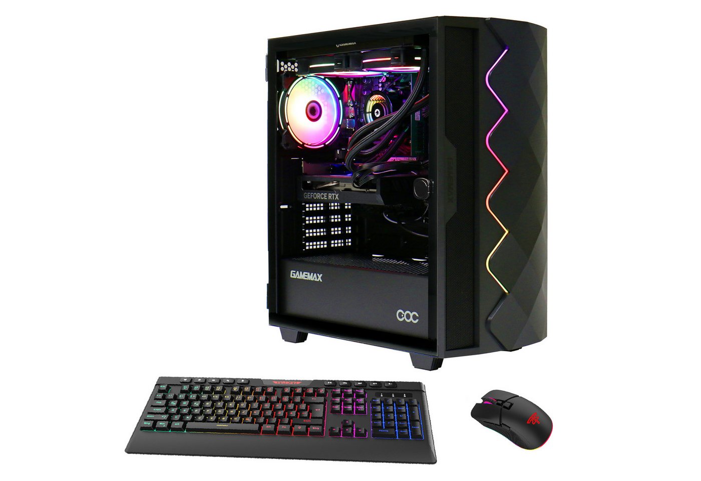 GAMEMAX Gaming-PC (Intel® Core i5 14400F, RTX 4060, 32 GB RAM, 2000 GB SSD, Wasserkühlung, DDR5 RAM, PCIe SSD Gen4, Windows 11) von GAMEMAX