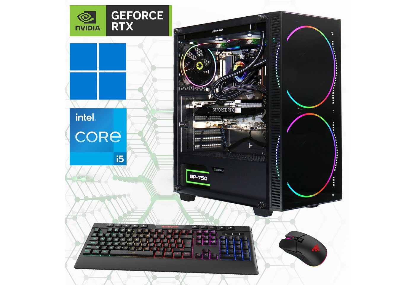 GAMEMAX Gaming-PC (Intel® Core i5 14600KF, RTX 4070 Ti Super, 32 GB RAM, 2000 GB SSD, Wasserkühlung, DDR5-RAM, PCIe SSD Gen4, Windows 11) von GAMEMAX