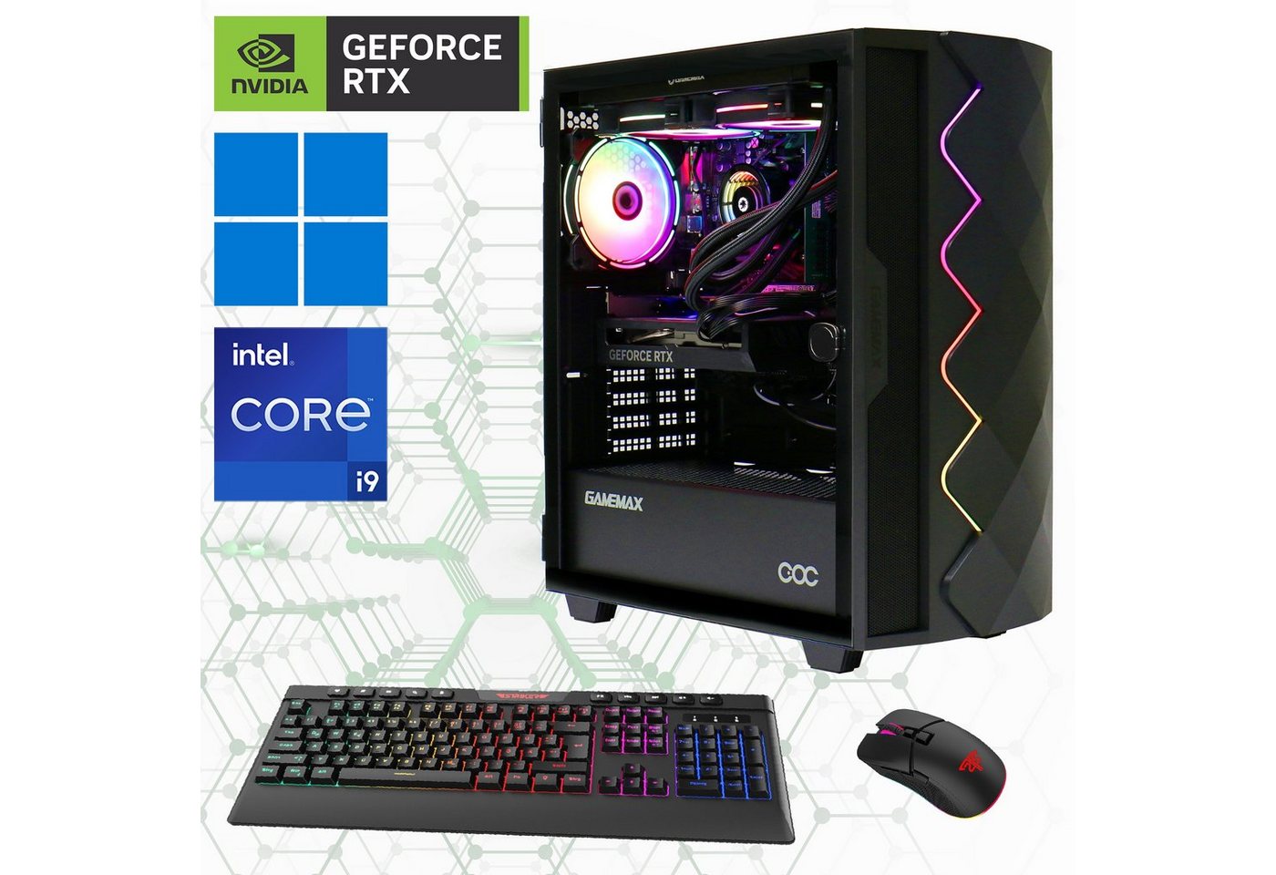 GAMEMAX Gaming-PC (Intel® Core i9 14900KF, RTX 4080 Super, 32 GB RAM, 2000 GB SSD, Wasserkühlung, DDR5-RAM, PCIe SSD Gen4, Windows 11) von GAMEMAX