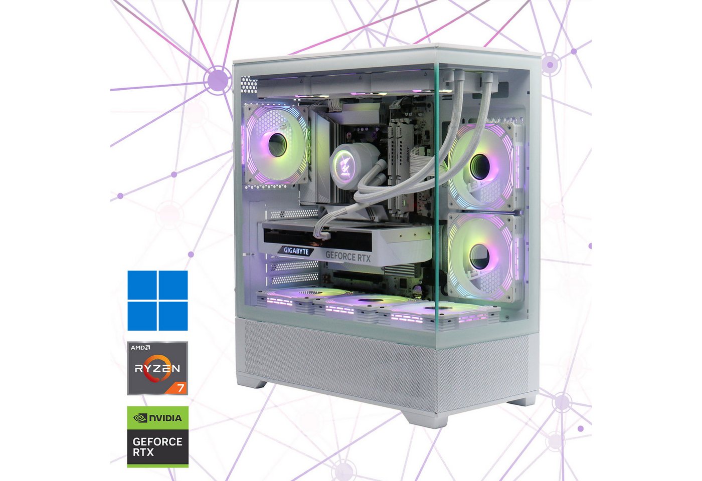 GAMEMAX ICE 7337 Gaming-PC (AMD Ryzen 7 7800X3D, RTX 4070 Ti Super, 32 GB RAM, 2000 GB SSD, Wasserkühlung, DDR5 RAM, PCIe SSD Gen4, Windows 11) von GAMEMAX