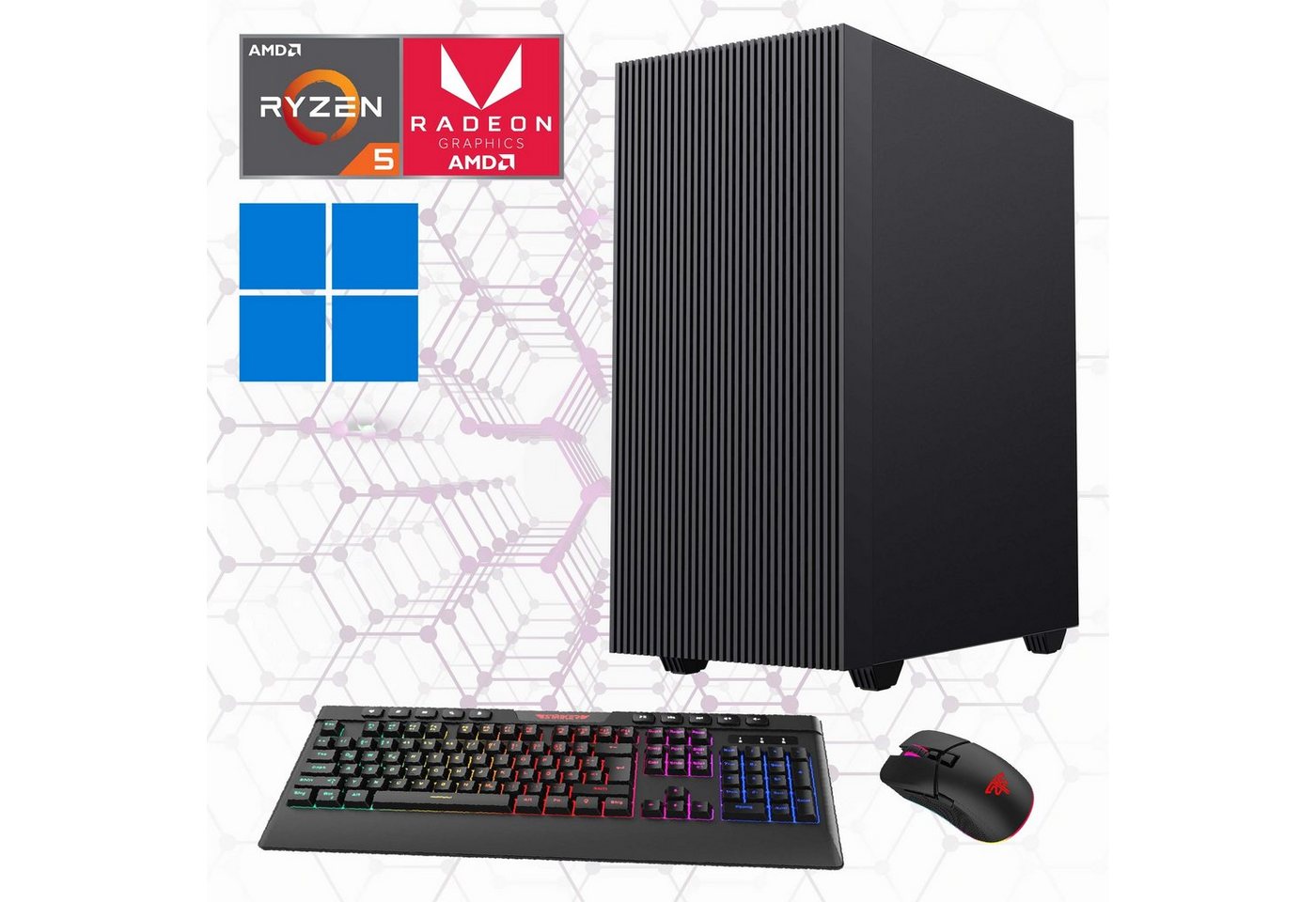 GAMEMAX Multimedia-PC Edge PC (AMD Ryzen 7 5700G, 16 GB RAM, 2000 GB SSD, Luftkühlung, Windows 11) von GAMEMAX