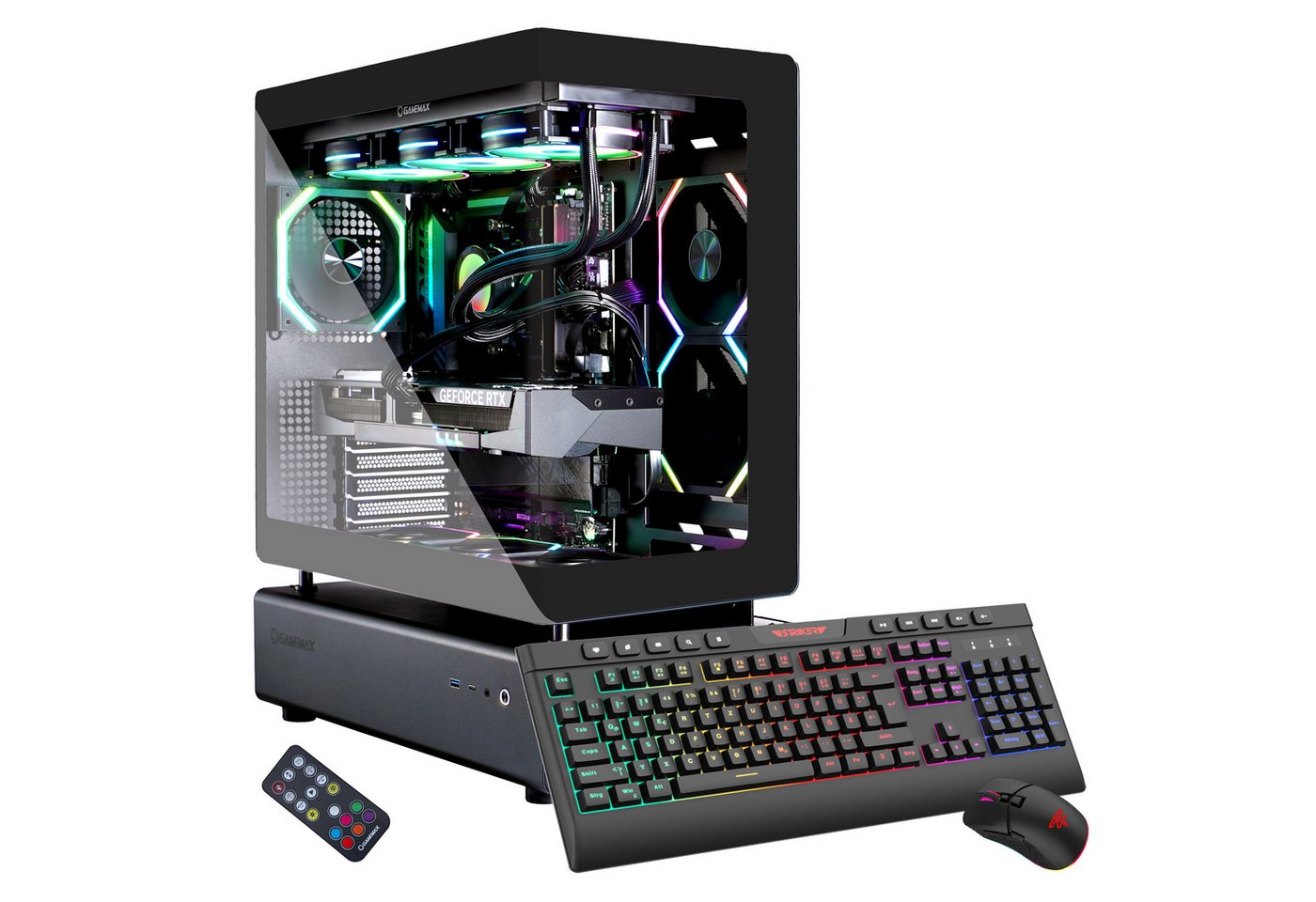 GAMEMAX N80 BK 7503 Gaming-PC (AMD Ryzen 7 7800X3D, RTX 5070Ti, 32 GB RAM, 2000 GB SSD, Wasserkühlung, Windows 11, DDR5 RAM, Gen4 SSD) von GAMEMAX