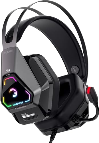 GAMEPOWER Fujin Gaming-Headset mit virtuellem 7.1 Surround Sound USB-Soundkarte (Neodymium 50MM Treiber Mikrofon mit Geräuschunterdrückung, Headsets für Gamer mit Mikrofon, PC Gamer,PS4,PS5 von GAMEPOWER