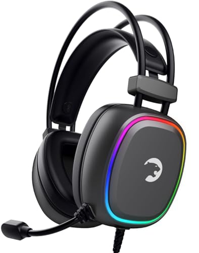 GAMEPOWER Raijin USB-Gaming-Headset – 7.1 Virtueller Surround-Sound, kabelgebundene LED-Kopfhörer mit 50-mm-Treibern, Komfort-Design, 360° räumliches Audio, Mikrofon mit Geräuschunterdrückung für PC, von GAMEPOWER