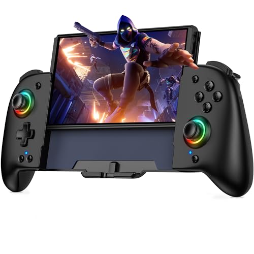 Kabellos Handheld Switch Controller, Cooles RGB-Licht Switch Controller für Nintendo Switch, Controller Switch Griffe mit 4xSpiele Karten Slots, Switch Spiele Zubehör für Nintendo Switch/OLED Konsolen von GAMSINGY