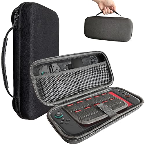 GAMSURFING Tragetasche für Nintendo New Switch 2 [7.9''] 2025, Großes Volumen Schutz Hard Portable Travel Carry Case Shell Tasche mit Tasche für Nintendo Switch 2 Konsole Zubehör, schwarz von GAMSURFING