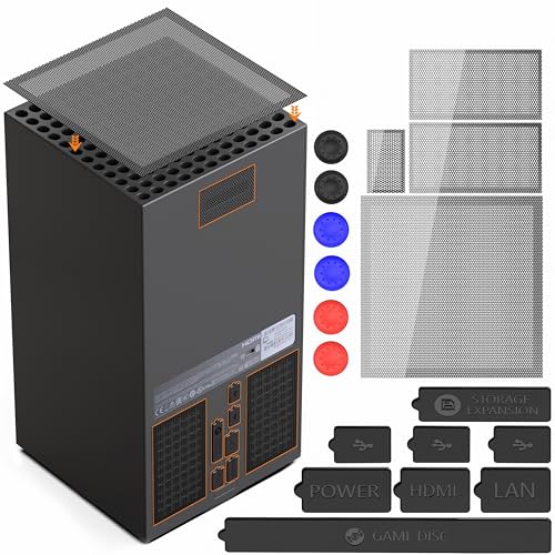 GAMSURFING Staubfilter für Xbox Serie X Konsole- 8 Silikon Staubstopfen und 4 PVC Meshs Set, Anti-Dust Vent Cover Staubdichtes Case X-Series X Zubehör GAMSURFING Staubfilter für Xbox Serie X Konsole- 8 Silikon Staubstopfen und 4 PVC Meshs Set, Anti-Dust Vent Cover Staubdichtes Case X-Series X Zubehör von GAMSURFING