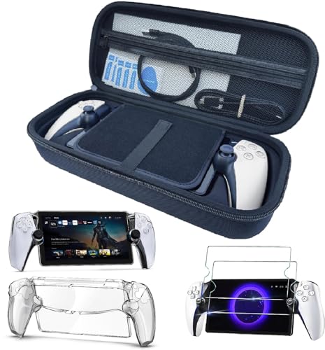 GAMSURFING Tasche Zubehör für Playstation Portal - Tragetasche für PS5 Portal und PC Hartschalenkoffer mit 2 Bildschirmschutzgläsern, 4 Daumengriffen, PS Portal Zubehör Bundle GAMSURFING Tasche Zubehör für Playstation Portal - Tragetasche für PS5 Portal und PC Hartschalenkoffer mit 2 Bildschirmschutzgläsern, 4 Daumengriffen, PS Portal Zubehör Bundle von GAMSURFING