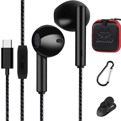 GAMURRY USB C Headset In-Ear Kopfhörer Mit Kabel und Mikrofon – Für grenzenlosen Musikgenuss mit Lautstärkeregler für iPhone 15 Pro Google Pixel 8 7a Pro iPad 10, Huawei 1er Pack,Schwarz von GAMURRY