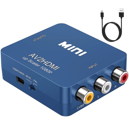 GANA AV zu HDMI Konverter | AV zu HDMI Adapter 1080P HDTV mit Audiokabel und USB-Stromkabel für TV, Computer, Projektor, Laptop, DVD (blau) von GANA