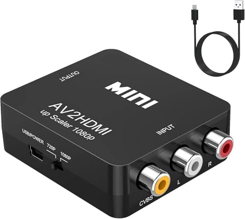 GANA AV zu HDMI Konverter |AV zu HDMI Adapter 1080P HDTV mit Audiokabel und USB-Stromkabel für TV, Computer, Projektor, Laptop, DVD (grau) von GANA