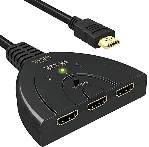 GANA HDMI Switch HDMI Switcher 4K | HDMI Verteiler HD HDMI Umschalter 3 In 1 Out mit 4K/1080P/3D für Xbox/PS3/PS4/Apple TV/Fire TV/Blu-Ray-DVD-Player von GANA