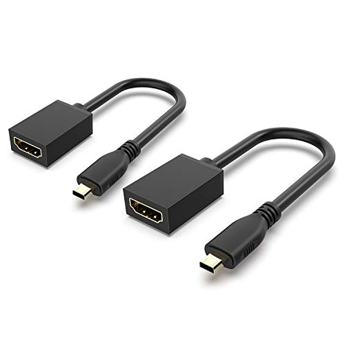 GANA Micro HDMI Adapterkabel [2 Pack],Micro HDMI auf HDMI Verlängerungskabel Vergoldete kompatibel mit 4K,3D,Full,20cm für Gopro,Tablet von GANA
