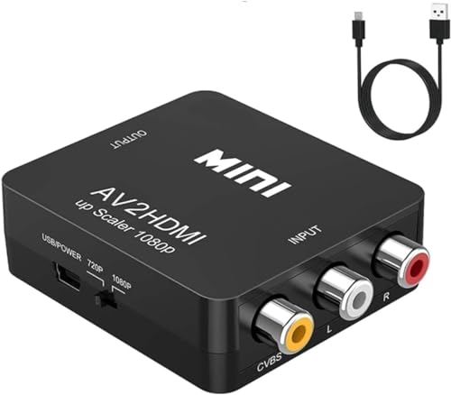 GANA RCA zu HDMI, 1080P Mini RCA Composite CVBS AV zu HDMI Video Audio Konverter Adapter unterstützt PAL/NTSC mit USB-Ladekabel für PC Laptop Xbox PS4 PS3 TV STB VHS VCR Kamera DVD GANA RCA zu HDMI, 1080P Mini RCA Composite CVBS AV zu HDMI Video Audio Konverter Adapter unterstützt PAL/NTSC mit USB-Ladekabel für PC Laptop Xbox PS4 PS3 TV STB VHS VCR Kamera DVD von GANA