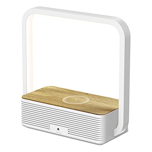 GANDUNQI Tischlampe mit kabellosem Aufladen für Smartphone, Nachttischlampe mit Touchscreen, mit Bluetooth-Lautsprecher, verstellbare Tischlampe für Schlafzimmer von GANDUNQI