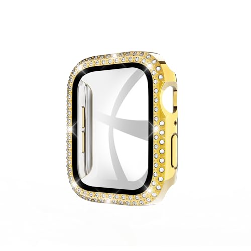 GANGANPRO 2 In 1 Design Harte PC Hülle mit Gehärtetem Glas Displayschutzfolie für Bling Apple Watch 1/2/3,Damen Glitzer-Diamant Smartwatch Abdeckung für iWatch 38 mm Zubehör – Gold GANGANPRO 2 In 1 Design Harte PC Hülle mit Gehärtetem Glas Displayschutzfolie für Bling Apple Watch 1/2/3,Damen Glitzer-Diamant Smartwatch Abdeckung für iWatch 38 mm Zubehör – Gold von GANGANPRO