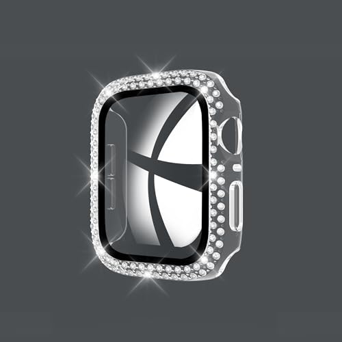 GANGANPRO 2 In 1 Design harte PC Hülle mit Gehärtetem Glas Displayschutzfolie für Bling Apple Watch 1/2/3,Damen Glitzer-Diamant Smartwatch Abdeckung für iWatch 38 mm Zubehör – Transparent GANGANPRO 2 In 1 Design harte PC Hülle mit Gehärtetem Glas Displayschutzfolie für Bling Apple Watch 1/2/3,Damen Glitzer-Diamant Smartwatch Abdeckung für iWatch 38 mm Zubehör – Transparent von GANGANPRO