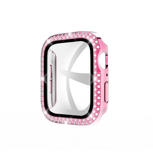GANGANPRO 2 In 1 Design harte PC Hülle mit Gehärtetem Glas Displayschutzfolie für Bling Apple Watch 7/8/9,Damen Glitzer-Diamant Smartwatch Abdeckung für iWatch 41 mm Zubehör – Rosa GANGANPRO 2 In 1 Design harte PC Hülle mit Gehärtetem Glas Displayschutzfolie für Bling Apple Watch 7/8/9,Damen Glitzer-Diamant Smartwatch Abdeckung für iWatch 41 mm Zubehör – Rosa von GANGANPRO