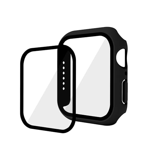 GANGANPRO 2 Pack Harte PC Hülle mit Gehärtetem Glas Displayschutzfolie für Apple Watch 4/5/6/SE,Ultradünne Kratzfeste Smartwatch Abdeckung für iWatch 40 mm Zubehör – Schwarz von GANGANPRO