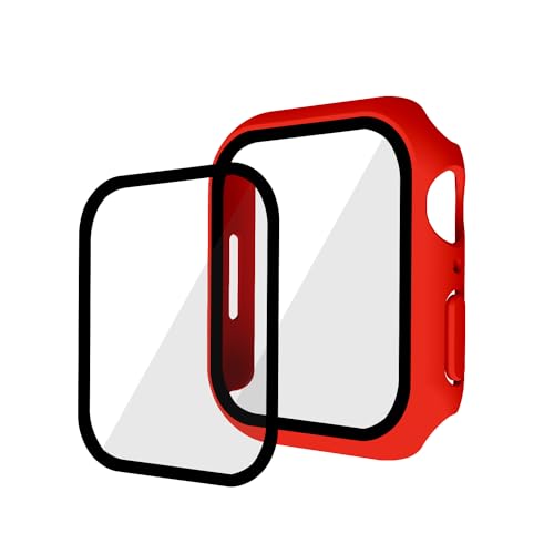 GANGANPRO 2 Pack Harte PC Hülle mit Gehärtetem Glas Displayschutzfolie für Apple Watch 7/8/9,Ultradünne Kratzfeste Smartwatch Abdeckung für iWatch 45 mm Zubehör – Rot von GANGANPRO