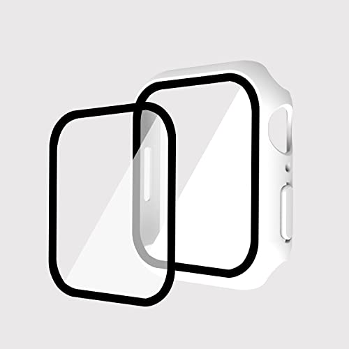 GANGANPRO 2 Pack Harte PC Hülle mit Gehärtetem Glas Displayschutzfolie für Apple Watch 7/8/9,Ultradünne Kratzfeste Smartwatch Abdeckung für iWatch 45 mm Zubehör – Weiß von GANGANPRO