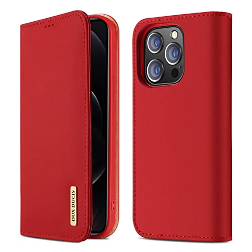 GANGXUN Premium Leder Flip Wallet Case für iPhone 13 Pro (6,1 Zoll) (Rot) von GANGXUN