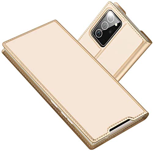 GANGXUN Samsung Galaxy Note 20 Hülle, Premium Leder Magnetverschluss klapphülle Wallet Schutzhülle Tasche Handyhülle mit Kartenfach Ständer Kompatibel für Samsung Galaxy Note20 5G (Gold) von GANGXUN