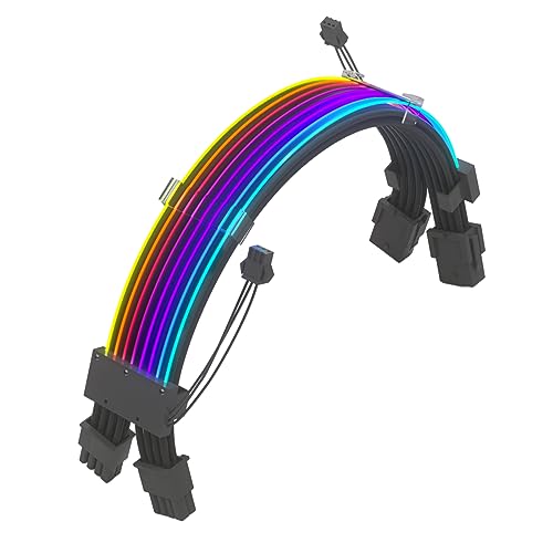 GAOINTELL Stromversorgungshülsenkabelanpassung Doppel 8Pin ARGB Kabelverlängerungskit 5V 3Pin Synchronisierte Ärmelkabel von GAOINTELL