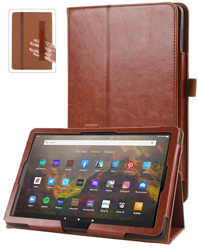 Hülle Kompatibel mit Kindle Fire HD 10 & 10 Plus Tablet (13./11. Generation, 2023/2021) 10,1", PU Leder Ständer Hülle mit Auto Schlaf/Aufwach (Braun, Fire HD 10 13/11.Gen 2023/2021) von GAOJIE