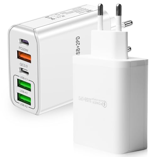 2 Stück USB Ladegerät, 50W Mehrfach 5-Port Schnellladegerät, Netzteil Stecker Adapter, Handy ladegerät, Fast Charger, PD+QC USB Ladestecker für iPhone 15/14/13/12/11, Samsung, Handys, Tablet 2 Stück USB Ladegerät, 50W Mehrfach 5-Port Schnellladegerät, Netzteil Stecker Adapter, Handy ladegerät, Fast Charger, PD+QC USB Ladestecker für iPhone 15/14/13/12/11, Samsung, Handys, Tablet von GAOUTO