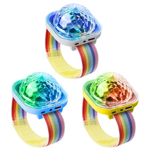 3 Pack Mini Disco-Kugel-Licht, Disco Ball Licht, Discokugel Lampe, USB-Aufladung & Saugnapf, Mini Tragbare LED Lampe für Partys, Kinderzimmer, Auto, Geburtstag (Rosa/Gelb/Blau) von GAOUTO
