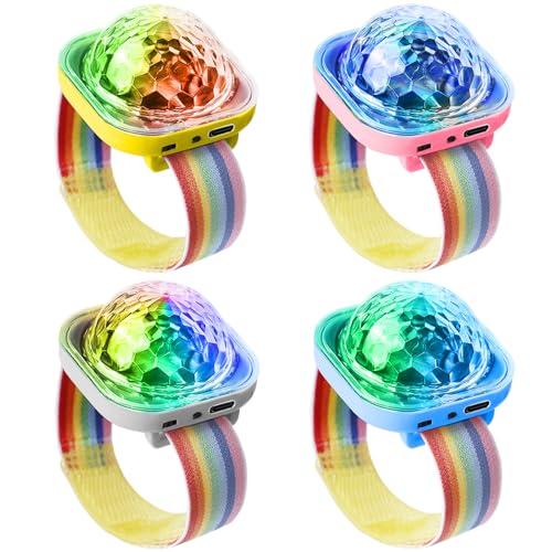 4 Pack Disco-Kugel-Licht, Disco Ball Licht, Discokugel Lampe, USB-Aufladung und Saugnapf, Mini Tragbare LED Lampe für Partys, Kinderzimmer, Auto, Geburtstag, Hochzeit (Rosa/Gelb/Blau/Weiß) von GAOUTO