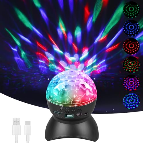 GAOUTO Discokugel: 360° Rotierende Musikgesteuerte Disco Lichteffekte, 5W LED Disco Lampe Mit Bluetooth-Lautsprechern, Perfekt Für Partys, KTV, Hochzeiten, Weihnachten (Schwarz) von GAOUTO