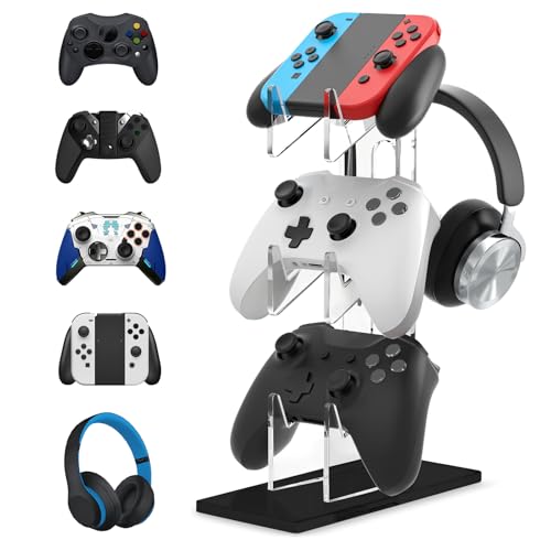 Kopfhörer Ständer Spiel, Controller Halter 3 Ebenen, Kopfhörer Ständer Halterung, Controller Ständer aus Acryl, Universal Kopfhörer Haken Wandhalterung Ohrhörer Aufhänger, Headset Ständer, Schwarz Kopfhörer Ständer Spiel, Controller Halter 3 Ebenen, Kopfhörer Ständer Halterung, Controller Ständer aus Acryl, Universal Kopfhörer Haken Wandhalterung Ohrhörer Aufhänger, Headset Ständer, Schwarz von GAOUTO