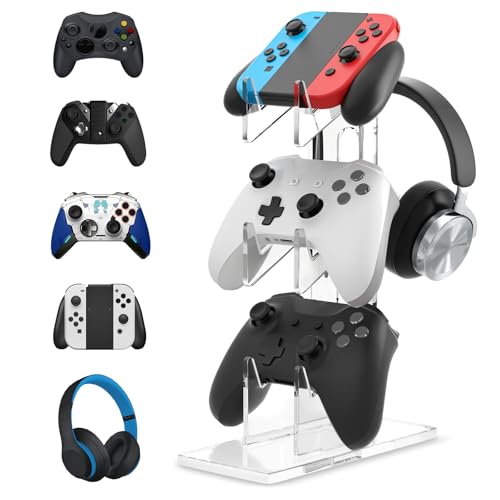 Kopfhörer Ständer Spiel, Controller Halter 3 Ebenen, Kopfhörer Ständer Halterung, Controller Ständer aus Acryl, Universal Kopfhörer Haken Wandhalterung Ohrhörer Aufhänger, Headset Ständer, Weiß Kopfhörer Ständer Spiel, Controller Halter 3 Ebenen, Kopfhörer Ständer Halterung, Controller Ständer aus Acryl, Universal Kopfhörer Haken Wandhalterung Ohrhörer Aufhänger, Headset Ständer, Weiß von GAOUTO