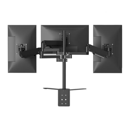 Monitorständer, Dreifach-Monitor-Tischhalterung – voll verstellbare Gasfeder-Monitorarm-Tischhalterung mit Klemmfuß – passend for 17 bis 32 Zoll LCD-Monitore, VESA 75 x 75, 100 x 100, Schreibtischzub von GAOWINLY