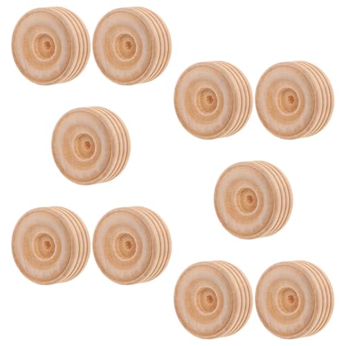 GARIOUANS 10 Stück Holzrad Holzspielzeugräder Holz Bastelrad Räder Zum Basteln Holzräder Autorad Modellauto Ersatzräder Holz Bastelräder Baum Beige von GARIOUANS
