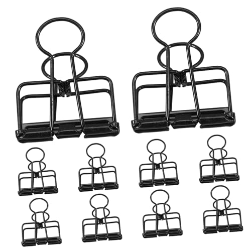 GARIOUANS 10 Stück Schwalbenschwanzclip Faltbare Büroklammern Papier-Organizer aus Metall Banknote -Clip Foldback-Clips aus Metall Büroklammern aus Draht Bastelklammern Eisen Schwarz von GARIOUANS