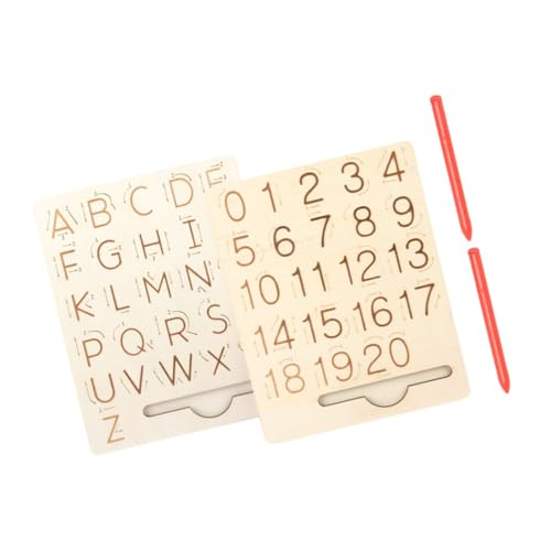 GARIOUANS 2 Sätze Alphanumerischer Schreibblock Alphabet- Abc-diagramm Lernspielzeug Schreibtafel Für Kleinkinder Buchstaben Und Zahlen Verfolgen Vorschulspielzeug Khaki Holz von GARIOUANS