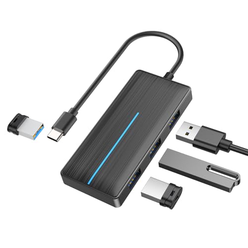USB C Hub, USB Type-C Adapter mit 4 USB 3.0 Ports für MacBook Pro, Google Chromebook Pixel und mehr USB C Gerät, Schwarz von GARMESE