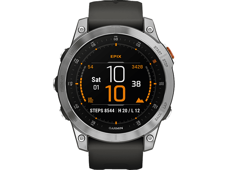 GARMIN Epix Smartwatch Edelstahl Silikon, 127-210 mm, Schiefergrau/Silber von GARMIN