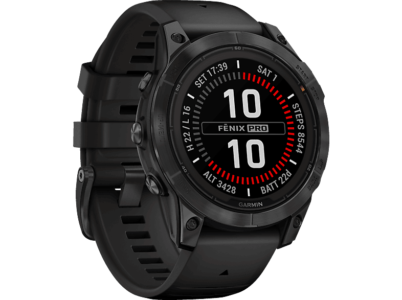 GARMIN FENIX 7 PRO SOLAR Smartwatch Silikon, 125-208 mm, Schwarz/Schiefergrau von GARMIN