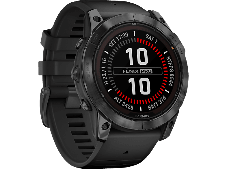GARMIN FENIX 7 X PRO SOLAR Smartwatch Silikon, 127-210 mm, Schwarz/Schiefergrau von GARMIN