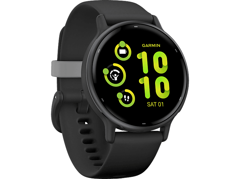 GARMIN VIVOACTIVE® 5 MUSIC Smartwatch faserverstärktes Polymer Silikon, 20mm, Schwarz/Schiefergrau von GARMIN