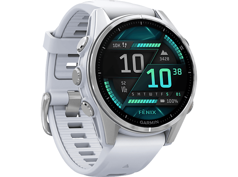 GARMIN fenix® 8 - 43 mm AMOLED Smartwatch Edelstahl Silikon, 20 mm, Steinweiß von GARMIN
