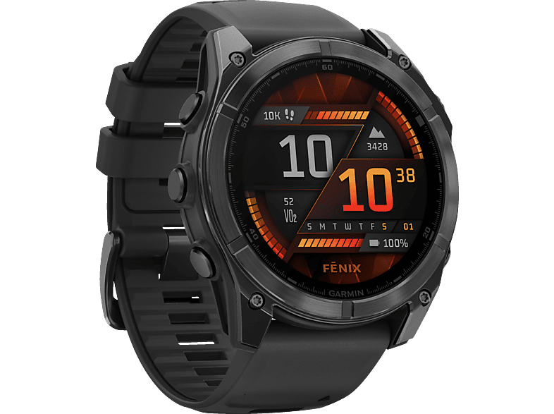 GARMIN fenix® 8 - 51 mm AMOLED Smartwatch Edelstahl Silikon, 26 mm, Schwarz von GARMIN