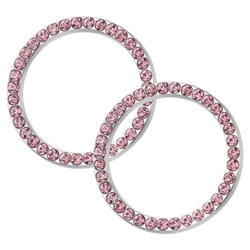 GARVALON 2 Stück Startknopf Dekorativer Kreis Glamouröser Strass Auto Zündring Motor Start Stopp Knopf Abdeckung Strass Knopfabdeckungen Druckstartknopf Bling Einknopf Start Abdeckung von GARVALON