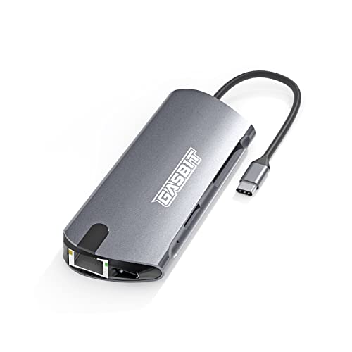 GASBIT USB C Hub Multiport Adapter - 8-in-1 USB C Power Adapter mit USB-C Dongle auf HDMI, SD Kartenleser, MicroSD Kartenleser, mit 3 USB 3.0 & Ethernet Anschluss von GASBIT