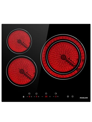 GASLAND CH603BF Autark Glaskeramikkochfeld/ 60cm Kochfeld Elektro/Einbaukochfeld/ 3 Kochzonen/Zweifach-Zone/Kindersicherung/ 5,4kW/ Geeignet für Alle Töpfe von GASLAND