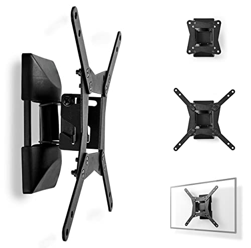 TV Wandhalterung für 10-32 Zoll Fernseher| Schwenkbar Neigbar Kippbar Drehbar | Monitor Wand Halterung für VESA 75x75-200x200 (Lochabstand) | 30kg Tragkraft | Wandhalter Halter Schwarz von GB ONE